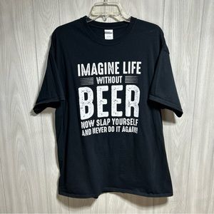 Port & Company Black “Imagine Life Without Beer” Short Sleeve Shirt Size XL